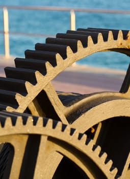 Large gears of a marine engine boat. Maritime Fund.