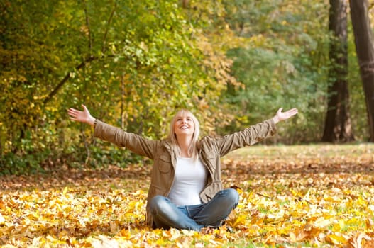 Young woman cheering