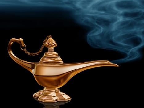 Illustration of the golden magic lamp from Aladdin