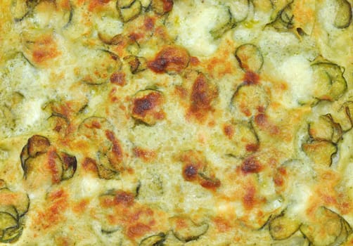 Detail of courgettes (zucchini) omelette vegetarian food