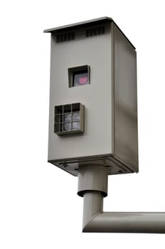 Traffic light camera isolated on white background