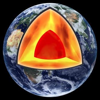 Science illustration - Earth's core - isolated - 3D