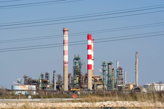 Petrochemical industry on the harbor industrial park of Fos on sea.