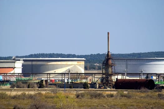 Petrochemical industry on the harbor industrial park of Fos on sea.