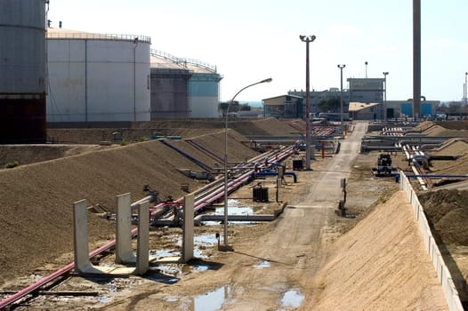 Petrochemical industry on the harbor industrial park of Fos on sea.