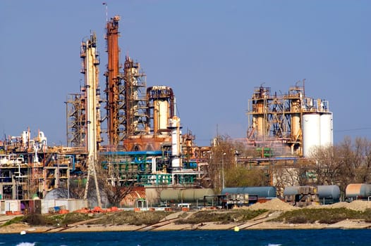 Petrochemical industry on the harbor industrial park of Fos on sea.