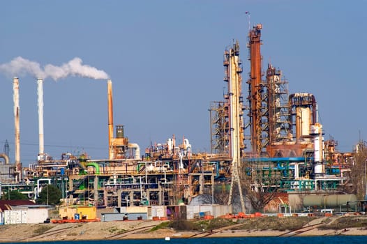Petrochemical industry on the harbor industrial park of Fos on sea.