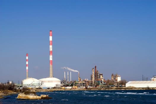 Petrochemical industry on the harbor industrial park of Fos on sea.
