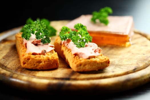 Bruschetta with liver pate - gourmet food