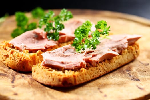 Bruschetta with liver pate - gourmet food