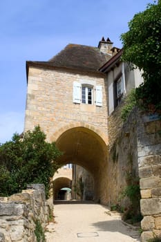 Castelnaud, the village and its castle. French village in the Perigord region where the war took place 100 years
