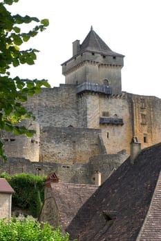 Castelnaud, the village and its castle. French village in the Perigord region where the war took place 100 years