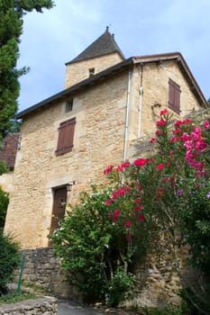 Castelnaud, the village and its castle. French village in the Perigord region where the war took place 100 years