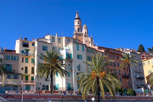 Town of Menton on the French Riviera to the Italian border