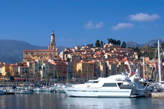 Town of Menton on the French Riviera to the Italian border