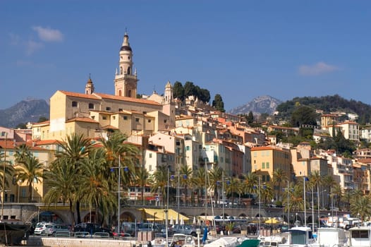 Town of Menton on the French Riviera to the Italian border