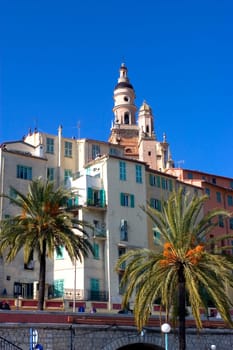 Town of Menton on the French Riviera to the Italian border
