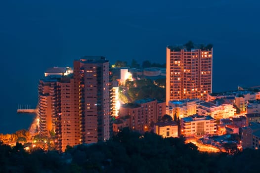 Landscape of Monaco of night in the small hour