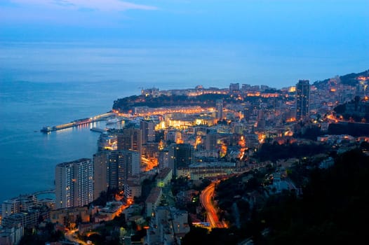 Landscape of Monaco of night in the small hour