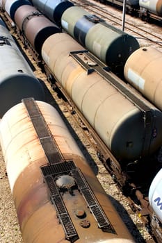 oil trains in the French industrial park of Fos on sea beside Marseille