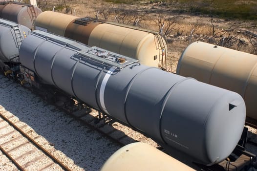 oil trains in the French industrial park of Fos on sea beside Marseille