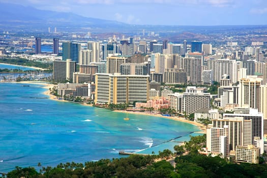 Aerial View Honolulu Waikiki Beach