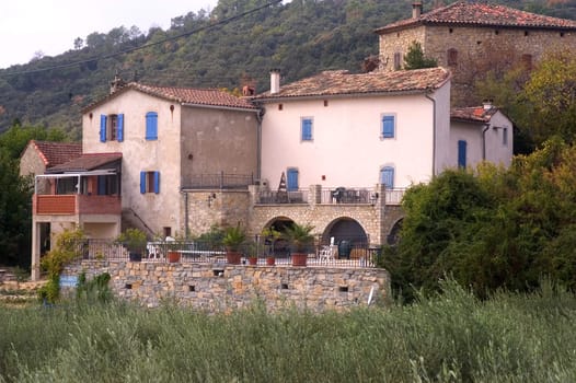 House in construction in full French countryside in the department of Gard