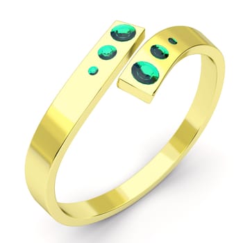 Golden ring with six emeralds