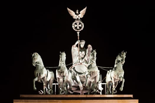 chariot Brandenburg Gate by night in berlin germany