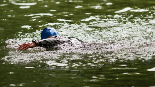 Triathlete swimming