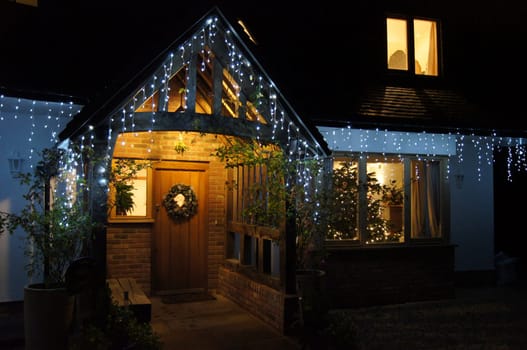 Night time Scene Home For Christmas