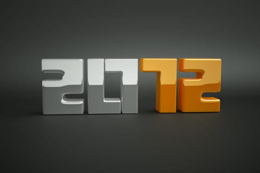 3d new year 2012 shape on grey background