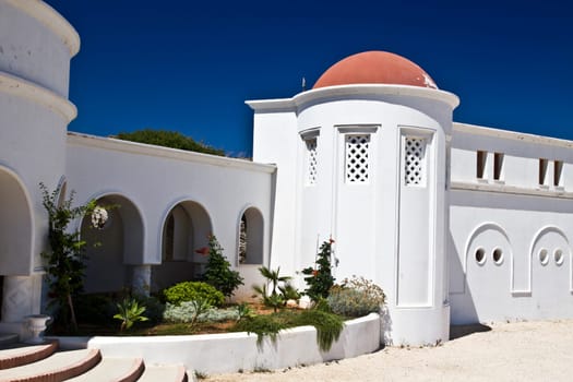 Beautiful old and white building in Rhodes
