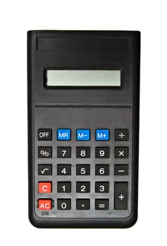 Black calculator isolated on white background