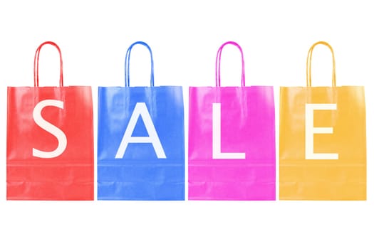 color sale shopping bags isolated on white background