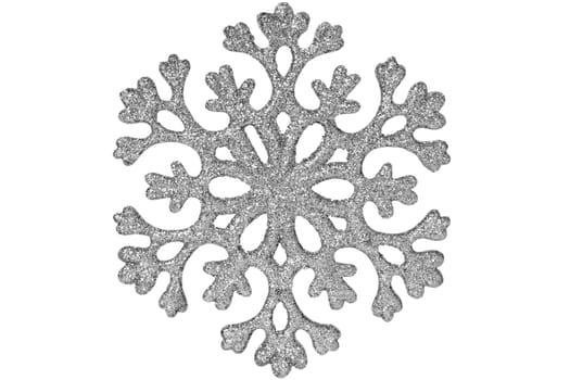 Silver shiny snowflake isolated on a white background
