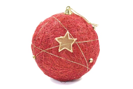 red christmas bauble over a white background
