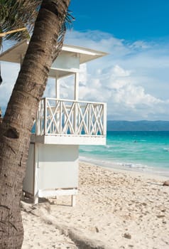 white life guard tower on Boracay white beach, Philippines
