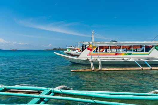 traditional Philippine bangka boat used for transfering tourists to Boracay