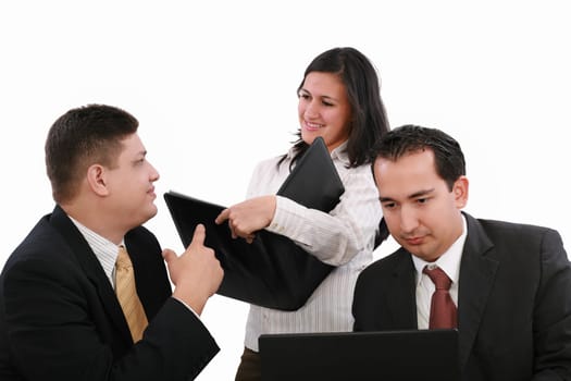 Business people discussing the growth of income at a table in the office