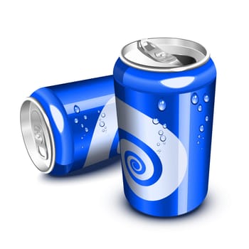 Blue soda cans,  opened and closed