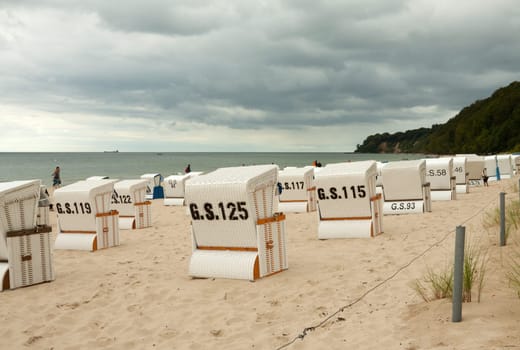 Beach chairs on the beach of Sellin,Rügen