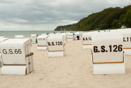 Beach chairs on the beach of Sellin,Rügen