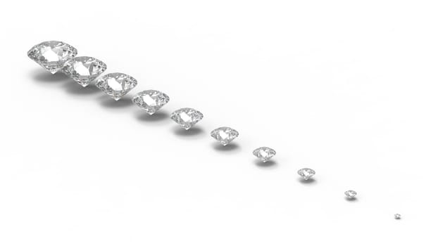 diamond gemstone isolated on white with shadows