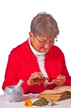 Senior woman with natural remedy