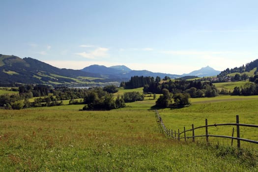 Across the meadows to the Grüntensee