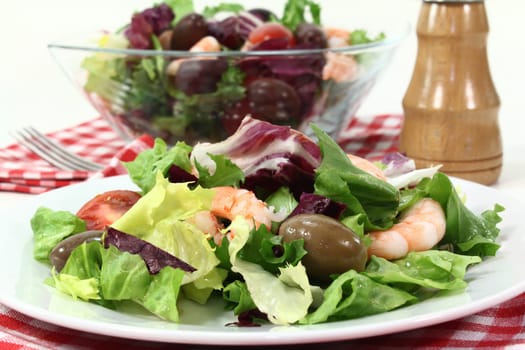mixed salad with shrimp and tomatoes