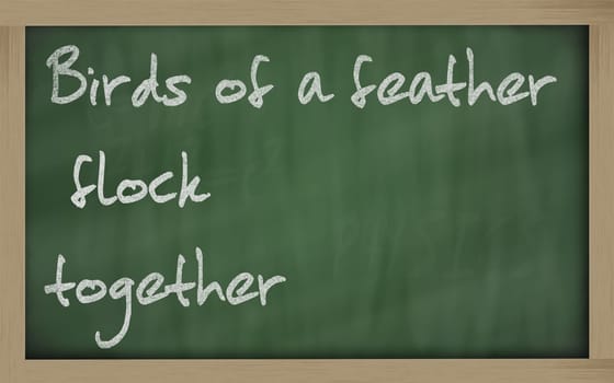 Blackboard writings " Birds of a feather flock together """