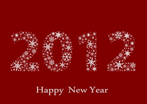 New Year's Eve 2012 made of snowflakes