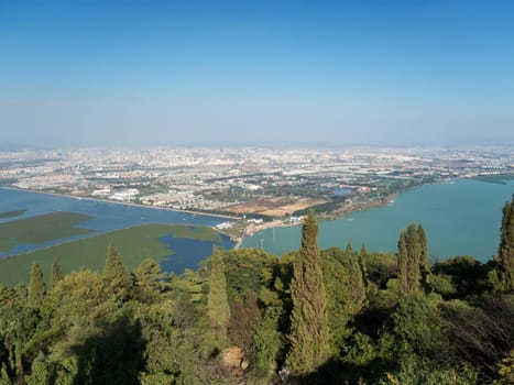 Panorama of Kunming,China,cityscape taken from the West Mountains
